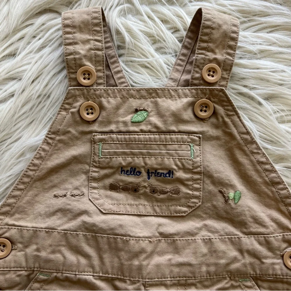 Vintage Y2K Gymboree Beige Ant Embroidered Overalls Shorts Baby Size 6-12 Months - Picture 2 of 10
